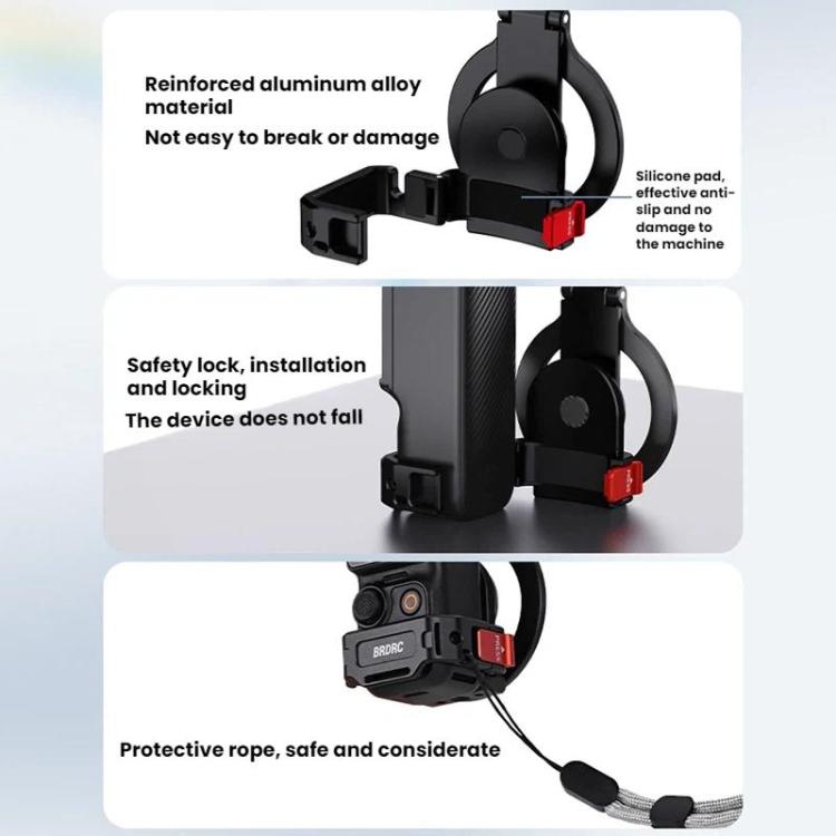 For DJI Osmo Pocket 3 BRDRC Magnetic Expandable Phone Holder Cold Shoe Mount, Black - ORIWHIZBRDRCDJI & Insta360 AccessoriesMount & Holder