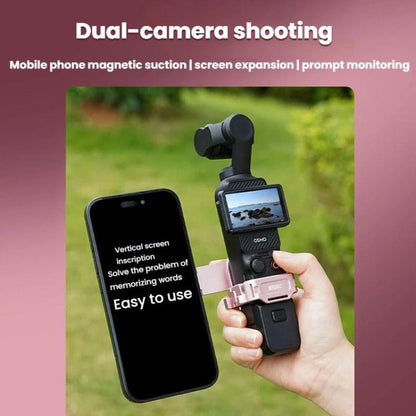 For DJI Osmo Pocket 3 BRDRC Magnetic Expandable Phone Holder Cold Shoe Mount, Pink - ORIWHIZBRDRCDJI & Insta360 AccessoriesMount & Holder