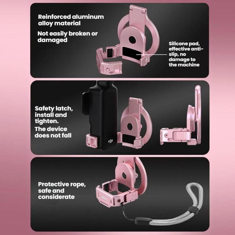 For DJI Osmo Pocket 3 BRDRC Magnetic Expandable Phone Holder Cold Shoe Mount, Pink - ORIWHIZBRDRCDJI & Insta360 AccessoriesMount & Holder