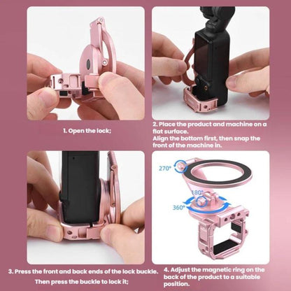 For DJI Osmo Pocket 3 BRDRC Magnetic Expandable Phone Holder Cold Shoe Mount, Pink - ORIWHIZBRDRCDJI & Insta360 AccessoriesMount & Holder