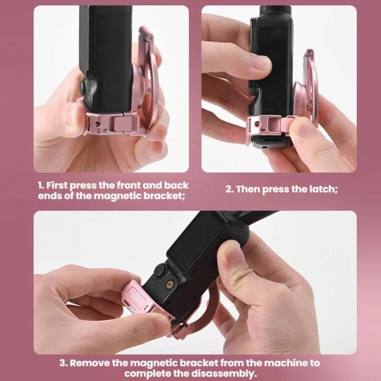 For DJI Osmo Pocket 3 BRDRC Magnetic Expandable Phone Holder Cold Shoe Mount, Pink - ORIWHIZBRDRCDJI & Insta360 AccessoriesMount & Holder