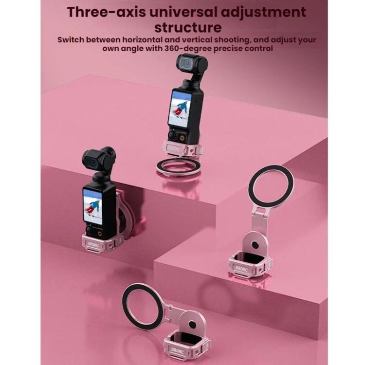 For DJI Osmo Pocket 3 BRDRC Magnetic Expandable Phone Holder Cold Shoe Mount, Pink - ORIWHIZBRDRCDJI & Insta360 AccessoriesMount & Holder