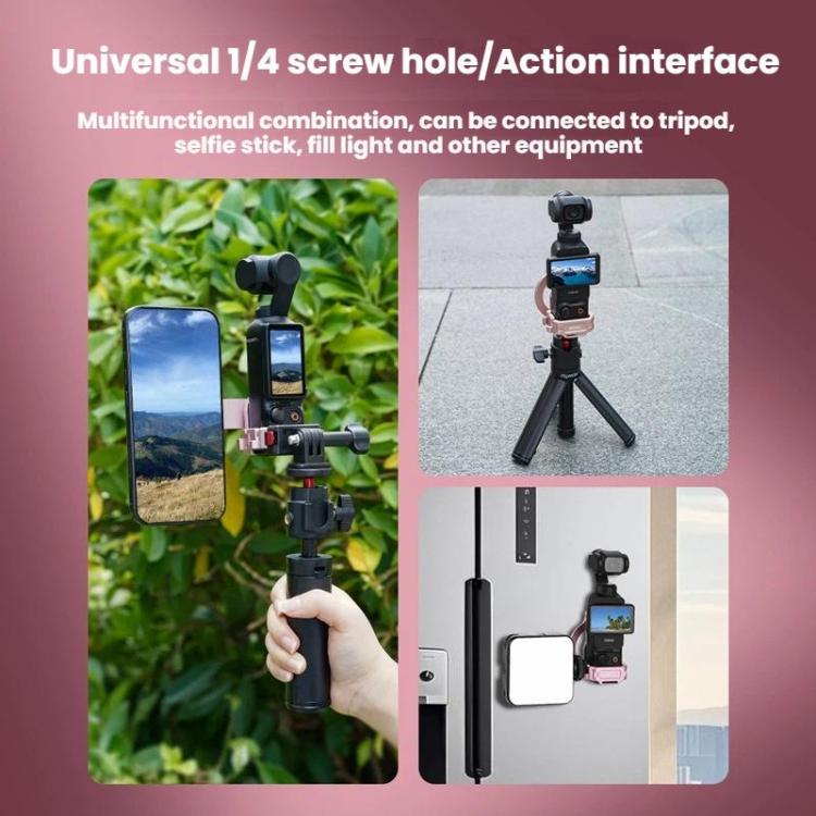 For DJI Osmo Pocket 3 BRDRC Magnetic Expandable Phone Holder Cold Shoe Mount, Pink - ORIWHIZBRDRCDJI & Insta360 AccessoriesMount & Holder