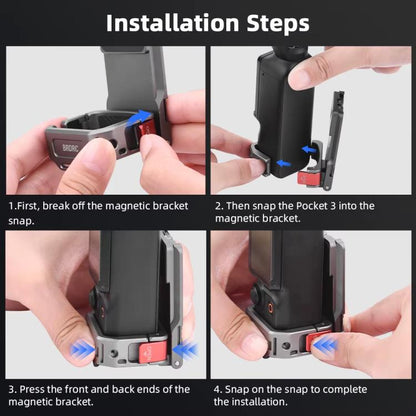 For DJI OSMO Pocket 3 BRDRC PO3005 Multi - functional Magnetic Base Expansion Back Clip Holder Adapter Bezel Accessory, For DJI OSMO Pocket 3 Tarnish - ORIWHIZBRDRCDJI & Insta360 AccessoriesMount & Holder