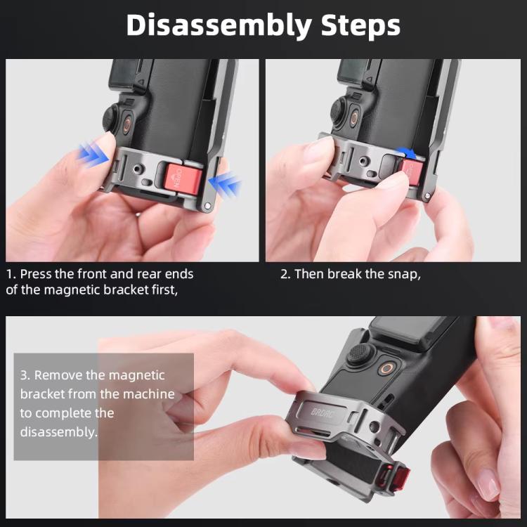 For DJI OSMO Pocket 3 BRDRC PO3005 Multi - functional Magnetic Base Expansion Back Clip Holder Adapter Bezel Accessory, For DJI OSMO Pocket 3 Tarnish - ORIWHIZBRDRCDJI & Insta360 AccessoriesMount & Holder