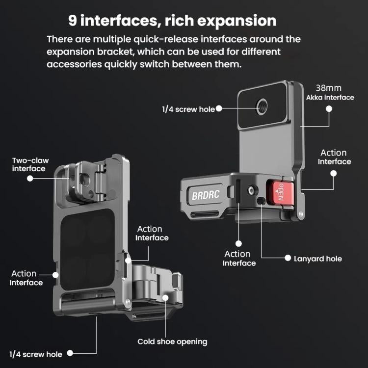 For DJI OSMO Pocket 3 BRDRC PO3005 Multi - functional Magnetic Base Expansion Back Clip Holder Adapter Bezel Accessory, For DJI OSMO Pocket 3 Tarnish - ORIWHIZBRDRCDJI & Insta360 AccessoriesMount & Holder