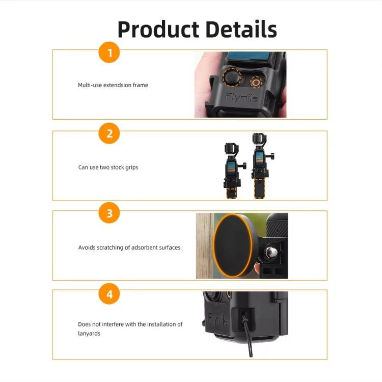For DJI Osmo Pocket 3 Flymile Magnetic Bracket Fixed Base Back Clip Adapter Bezel Accessories, 4pcs /Set, 6pcs /Set - ORIWHIZDJI & Insta360 AccessoriesFlymileMount & Holder