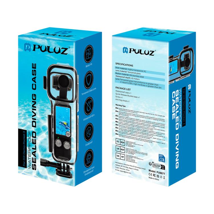 For DJI Osmo Pocket 3 PULUZ 45m Underwater Waterproof Housing Diving Case, Waterproof Case (Transparent) - ORIWHIZCase & BagsDJI & Insta360 AccessoriesOsmo Pocket Accessories