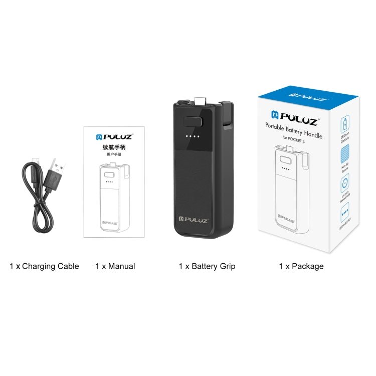 For DJI Osmo Pocket 3 PULUZ High - Capacity 2800mAh Battery Grip - ORIWHIZDJI & Insta360 AccessoriesOsmo Pocket AccessoriesOther Accessories