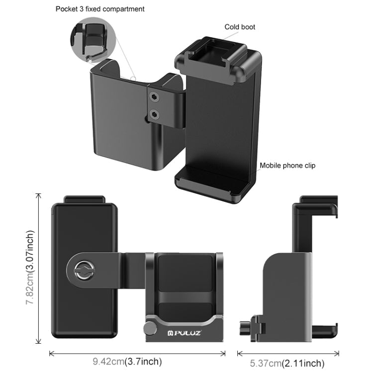 For DJI OSMO Pocket 3 PULUZ Protective Frame Expansion Phone Clamp Adapter Bracket, Phone Clamp Frame - ORIWHIZDJI & Insta360 AccessoriesMount & HolderOsmo Pocket Accessories