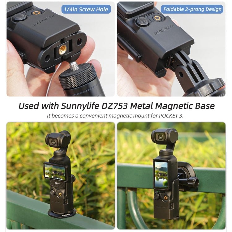 For DJI OSMO Pocket 3 Sunnylife Expansion Adapter Foldable Dual Hooks Adapter Protective Case Bracket, OP3 - AD748 - ORIWHIZDJI & Insta360 AccessoriesMount & HolderOsmo Pocket Accessories