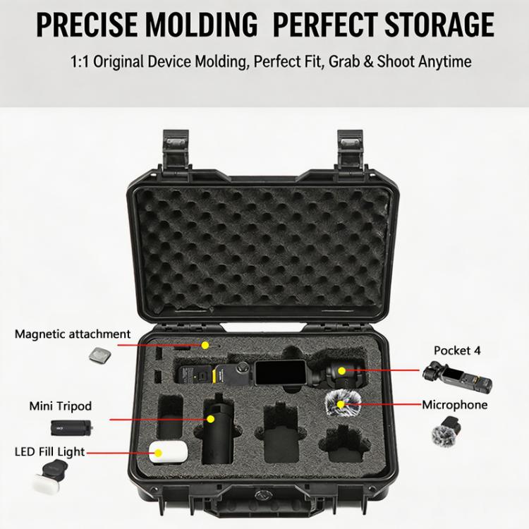 For DJI Osmo Pocket 4 Explosion - proof Hard Carrying Case Protective Storage Box with Custom EVA Foam - ORIWHIZCase & BagsDJI & Insta360 AccessoriesOsmo Pocket Accessories