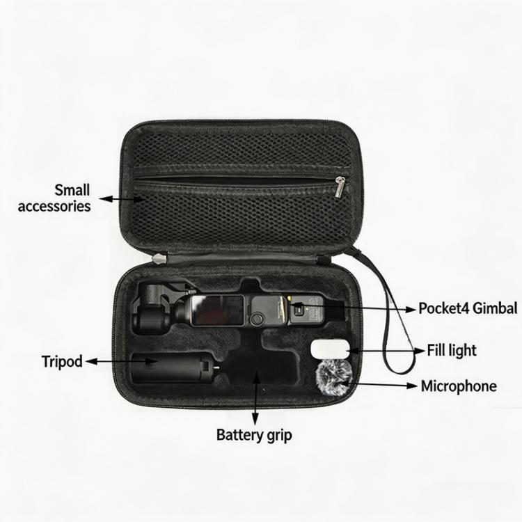 For DJI Osmo Pocket 4 Hard Carrying Case Portable Travel Storage Bag with Wrist Strap & Soft Flannel Inner - ORIWHIZCase & BagsDJI & Insta360 AccessoriesOsmo Pocket Accessories