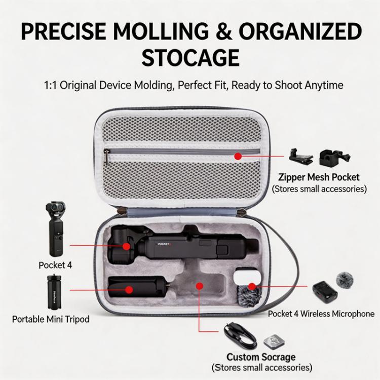 For DJI Osmo Pocket 4 Hard Carrying Case Waterproof Protective Travel Bag Shockproof Portable Handbag - ORIWHIZCase & BagsDJI & Insta360 AccessoriesOsmo Pocket Accessories