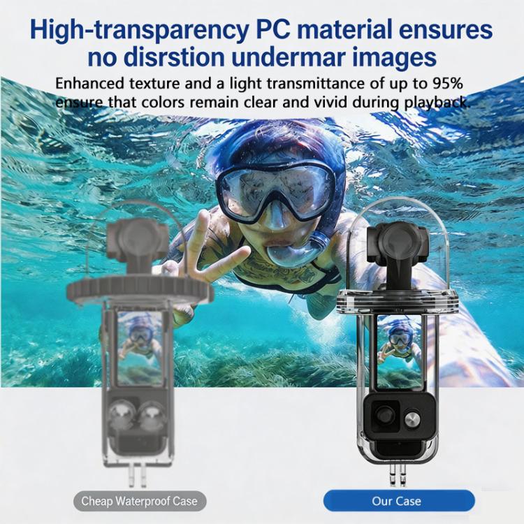 For DJI Osmo Pocket 4 Waterproof Case 60M/196ft Diving Housing Shell with 540 - degree Panoramic View Underwater Accessories for Surfing Snorkeling - ORIWHIZCase & BagsDJI & Insta360 AccessoriesOsmo Pocket Accessories