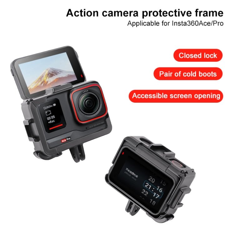 For Insta360 Ace / Ace Pro PC Cage Expansion Adapter Frame with Dual Cold Shoe Bases, For Insta360 Ace / Ace Pro / Ace Pro 2 - ORIWHIZDJI & Insta360 AccessoriesInsta360 Ace SeriesProtection & Cases