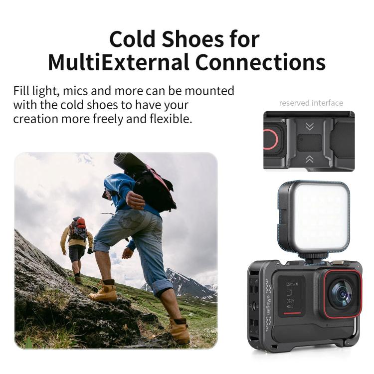 For Insta360 Ace Pro 2 / Ace Pro Camera AMagisn Quick Release Metal Cage Horizontal & Vertical Shooting Protective Frame - ORIWHIZaMagisnDJI & Insta360 AccessoriesInsta360 Ace Series