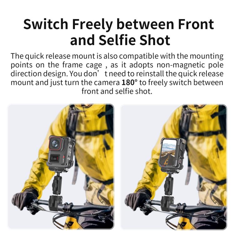 For Insta360 Ace Pro 2 / Ace Pro Camera AMagisn Quick Release Metal Cage Horizontal & Vertical Shooting Protective Frame - ORIWHIZaMagisnDJI & Insta360 AccessoriesInsta360 Ace Series