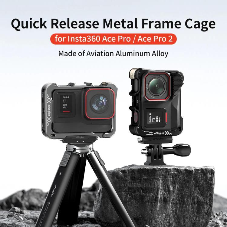 For Insta360 Ace Pro 2 / Ace Pro Camera AMagisn Quick Release Metal Cage Horizontal & Vertical Shooting Protective Frame - ORIWHIZaMagisnDJI & Insta360 AccessoriesInsta360 Ace Series