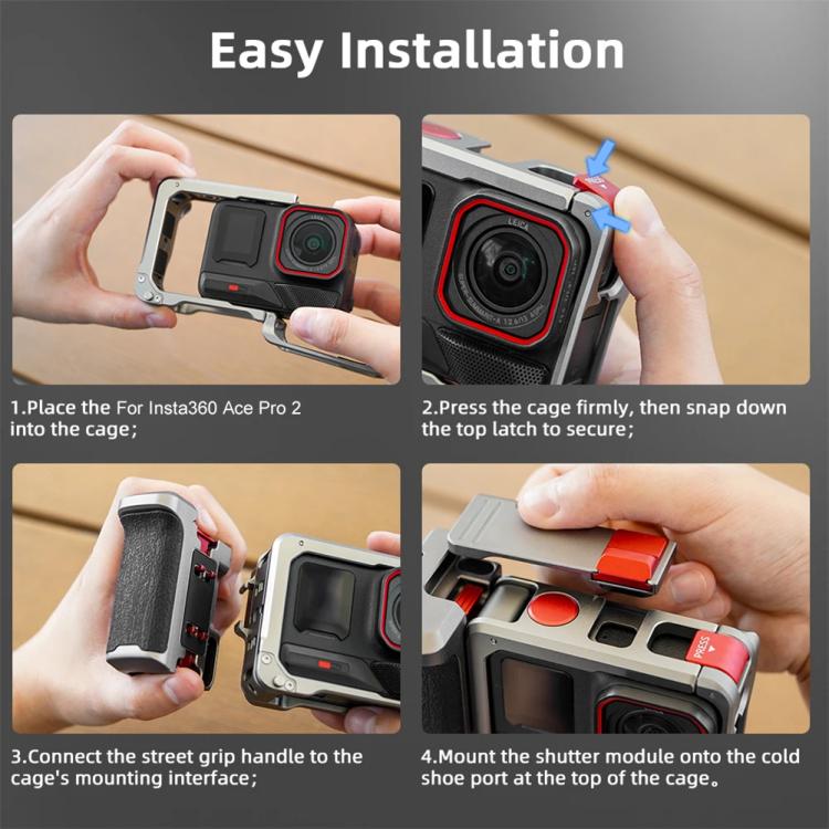 For Insta360 Ace Pro 2 / Ace Pro Flymile Xplorer Grip Kit Street Photography Handle Metal Cage Case, Xplorer Grip - ORIWHIZDJI & Insta360 AccessoriesFlymileInsta360 Ace Series