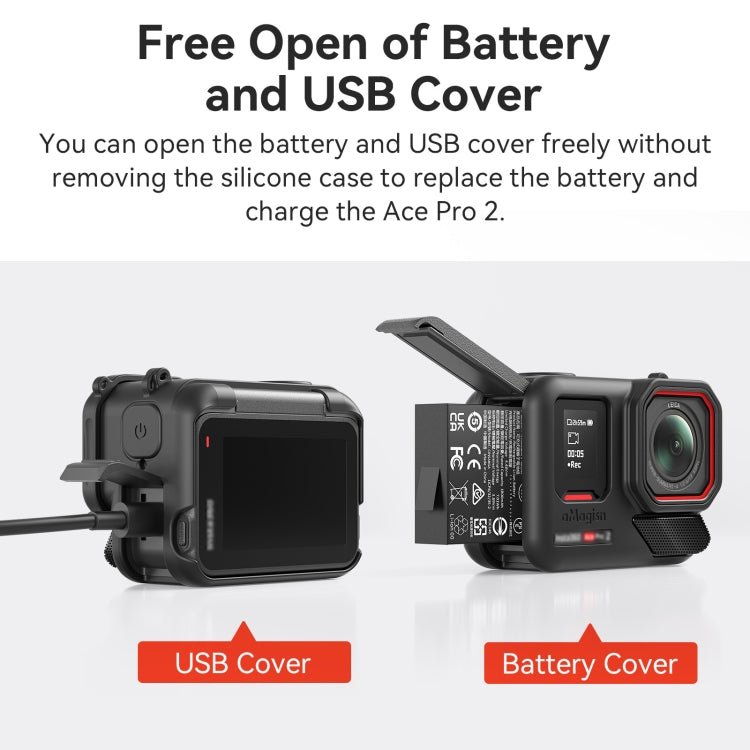 For Insta360 Ace Pro 2 aMagisn Body + Lens Silicone Cover With Lanyard - ORIWHIZaMagisnDJI & Insta360 AccessoriesInsta360 Ace Series