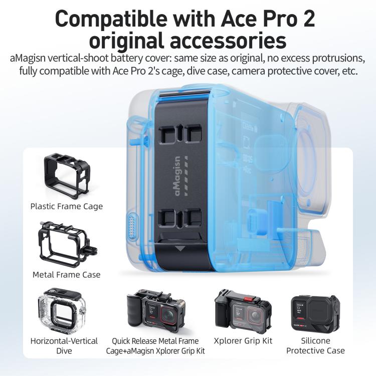 For Insta360 Ace Pro 2 aMagisn Vertical Shooting Battery Cover Magnetic Quick - Release & Splash Proof Battery Door - ORIWHIZaMagisnDJI & Insta360 AccessoriesInsta360 Ace Series
