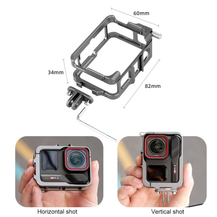 For Insta360 Ace Pro 2 Metal Protective Cage Adapter Frame - ORIWHIZDJI & Insta360 AccessoriesInsta360 Ace SeriesProtection & Cases