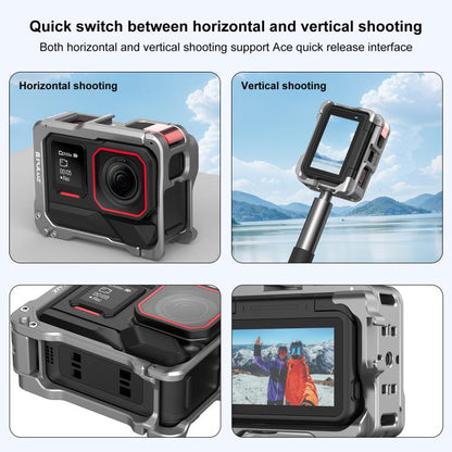 For Insta360 Ace Pro 2 PULUZ Aluminum Alloy Protective Cage Rig Dual Cold Shoe Housing Frame, For Insta360 Ace Pro 2 Meta Cage - ORIWHIZDJI & Insta360 AccessoriesInsta360 Ace SeriesProtection & Cases