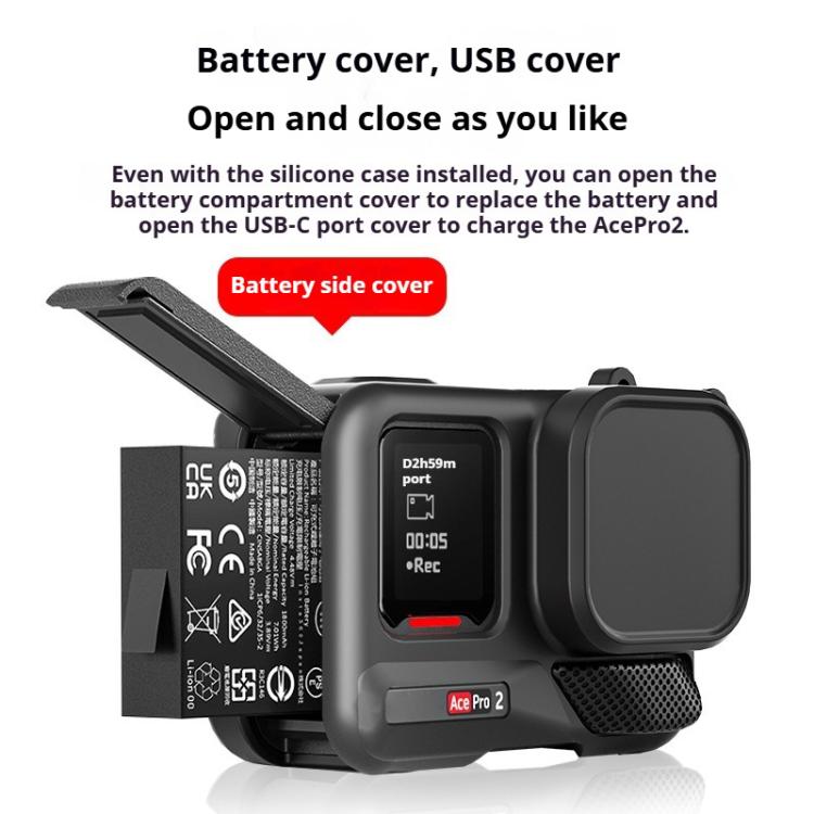 For Insta360 Ace Pro 2 Silicone Protective Case with Wrist Strap & Lens Cover, For Insta360 Ace Pro 2 - ORIWHIZDJI & Insta360 AccessoriesInsta360 Ace SeriesProtection & Cases