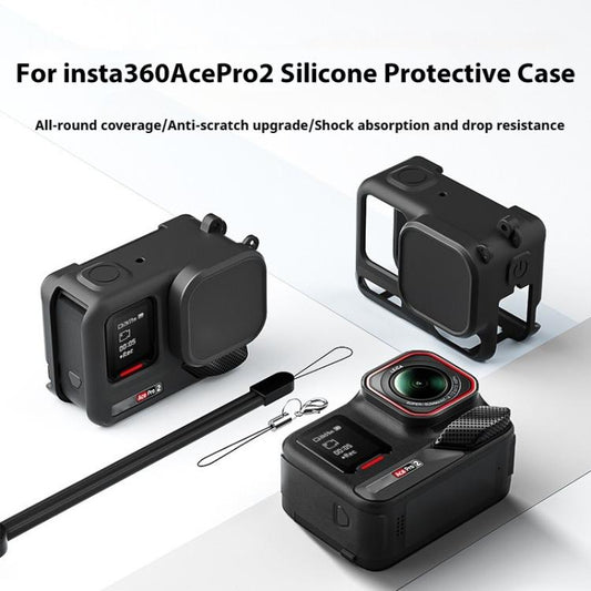 جراب حماية سيليكون لكاميرا Insta360 Ace Pro 2 مع حزام للمعصم وغطاء للعدسة، متوافق مع كاميرا Insta360 Ace Pro 2 - أصلي من WHIZDJI وملحقات Insta360، سلسلة Insta360 Ace، حماية وحافظات