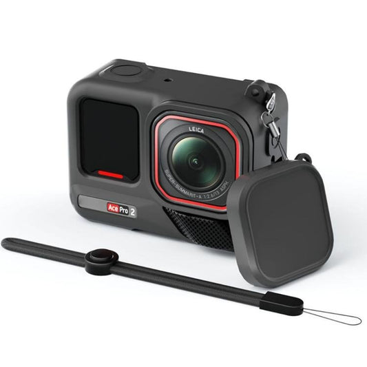 جراب حماية سيليكون لكاميرا Insta360 Ace Pro 2 مع حزام للمعصم وغطاء للعدسة، متوافق مع كاميرا Insta360 Ace Pro 2 - أصلي من WHIZDJI وملحقات Insta360، سلسلة Insta360 Ace، حماية وحافظات