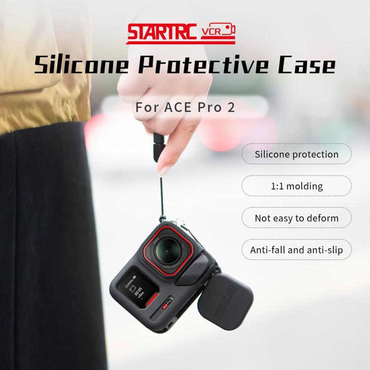 For Insta360 Ace Pro 2 STARTRC Body Silicone Case with Lens Cap & Lanyard - ORIWHIZDJI & Insta360 AccessoriesInsta360 Ace SeriesProtection & Cases