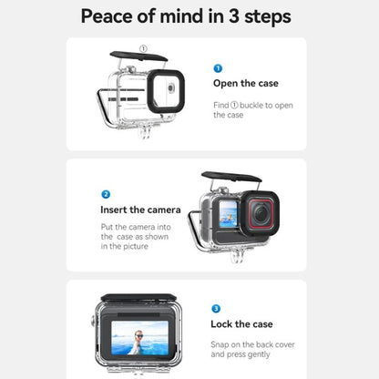For Insta360 Ace Pro Camera TELESIN 45m Waterproof Case Underwater Diving Housing Cover, Waterproof Case - ORIWHIZDJI & Insta360 AccessoriesInsta360 Ace SeriesProtection & Cases
