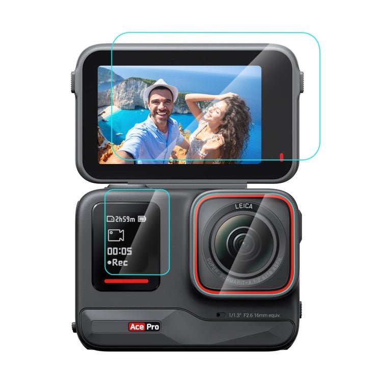 For Insta360 Ace Pro PULUZ 3 in 1 Rear & Front Screen + Lens Tempered Glass Film, For Insta360 Ace Pro - ORIWHIZDJI & Insta360 AccessoriesInsta360 Ace SeriesProtection & Cases
