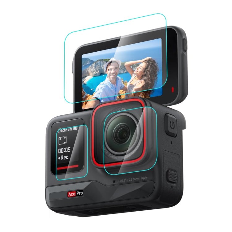 For Insta360 Ace Pro PULUZ 3 in 1 Rear & Front Screen + Lens Tempered Glass Film, For Insta360 Ace Pro - ORIWHIZDJI & Insta360 AccessoriesInsta360 Ace SeriesProtection & Cases