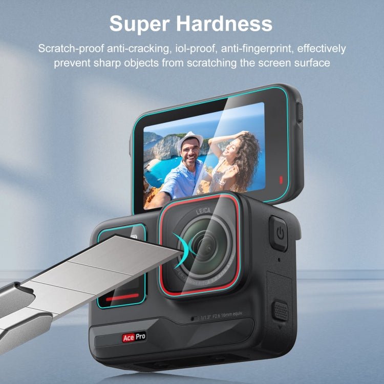 For Insta360 Ace Pro PULUZ 3 in 1 Rear & Front Screen + Lens Tempered Glass Film, For Insta360 Ace Pro - ORIWHIZDJI & Insta360 AccessoriesInsta360 Ace SeriesProtection & Cases