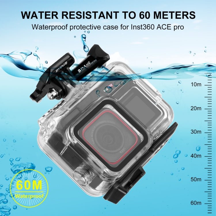For Insta360 Ace Pro PULUZ 60m Underwater Waterproof Housing Case with Base Adapter & Screw, For Insta360 Ace Pro Underwater Case - ORIWHIZDJI & Insta360 AccessoriesInsta360 Ace SeriesProtection & Cases