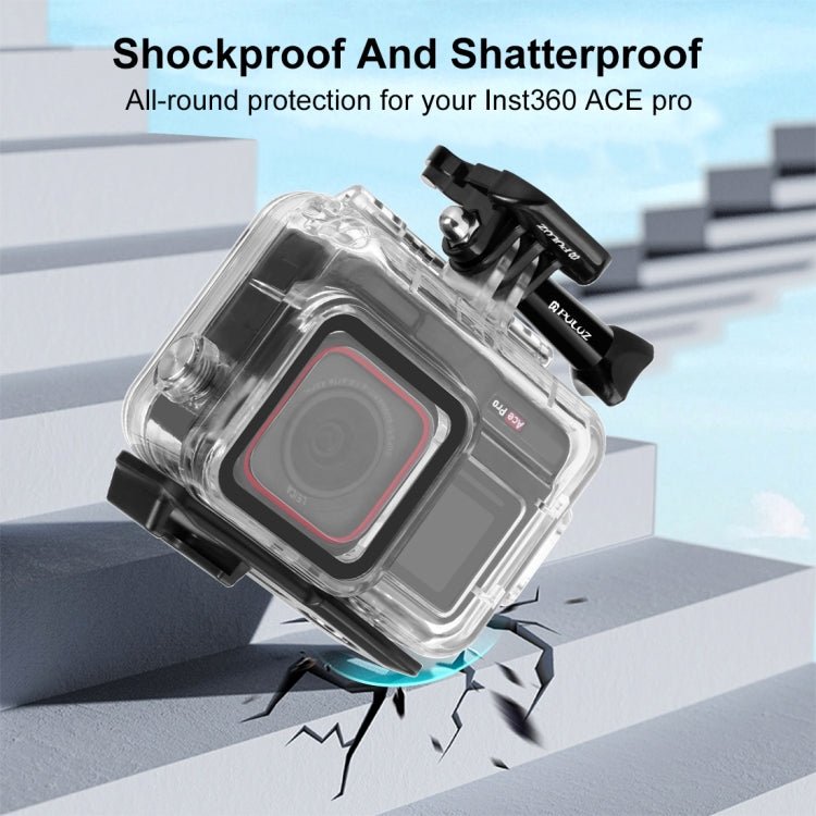 For Insta360 Ace Pro PULUZ 60m Underwater Waterproof Housing Case with Base Adapter & Screw, For Insta360 Ace Pro Underwater Case - ORIWHIZDJI & Insta360 AccessoriesInsta360 Ace SeriesProtection & Cases