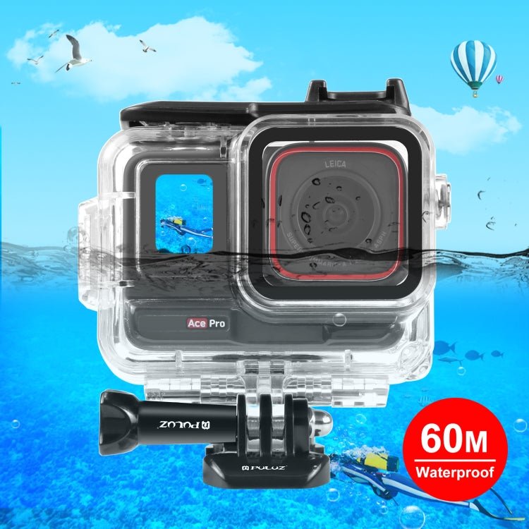 For Insta360 Ace Pro PULUZ 60m Underwater Waterproof Housing Case with Base Adapter & Screw, For Insta360 Ace Pro Underwater Case - ORIWHIZDJI & Insta360 AccessoriesInsta360 Ace SeriesProtection & Cases