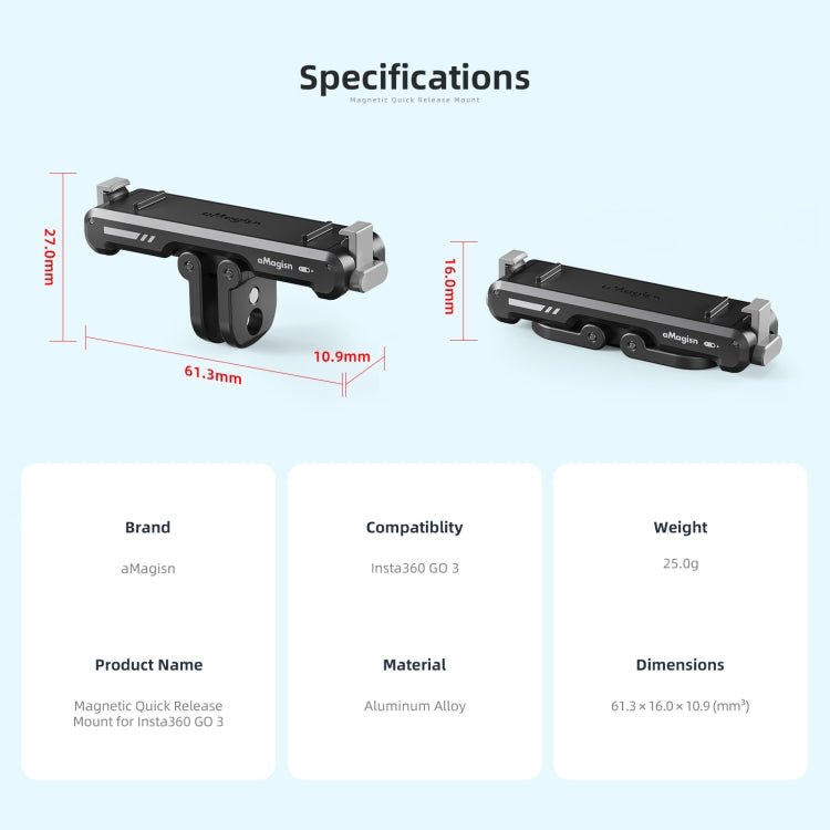 For Insta360 GO 3 / 3S aMagisn Magnetic Fast Disassembly Bottom Seat Bracket Sports Camera Accessories - ORIWHIZaMagisnDJI & Insta360 AccessoriesInsta360 GO Series