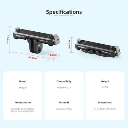 For Insta360 GO 3 / 3S aMagisn Magnetic Fast Disassembly Bottom Seat Bracket Sports Camera Accessories - ORIWHIZaMagisnDJI & Insta360 AccessoriesInsta360 GO Series