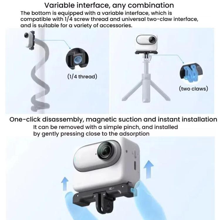 For Insta360 GO 3 / 3S HEPAIL AC - 08 Aluminium Alloy Magnetic Quick Release Base, AC - 08 - ORIWHIZDJI & Insta360 AccessoriesHEPAILInsta360 GO Series