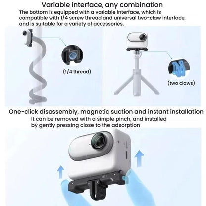 For Insta360 GO 3 / 3S HEPAIL AC - 08 Aluminium Alloy Magnetic Quick Release Base, AC - 08 - ORIWHIZDJI & Insta360 AccessoriesHEPAILInsta360 GO Series