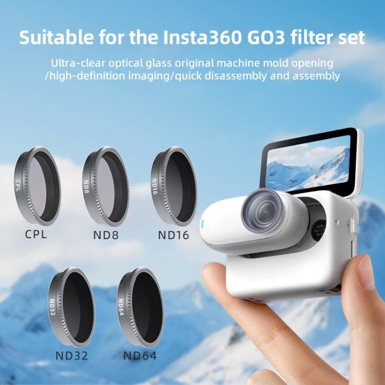For Insta360 GO 3 Camera Lens Filter, CPL, ND8, ND16, ND32, ND64, 4 in 1 ND8 - 64 - ORIWHIZDJI & Insta360 AccessoriesInsta360 GO SeriesLen Accessories