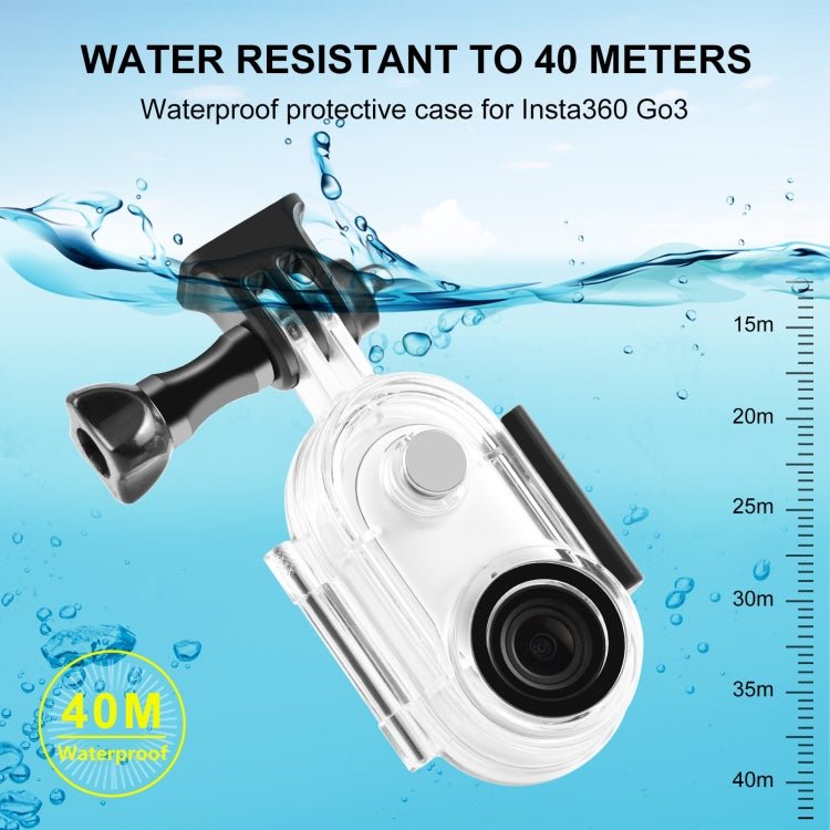 For Insta360 GO 3 PULUZ 40m Underwater Waterproof Housing Case with Base Adapter & Screw, 40m Waterproof Housing Case - ORIWHIZDJI & Insta360 AccessoriesInsta360 GO SeriesProtection & Cases