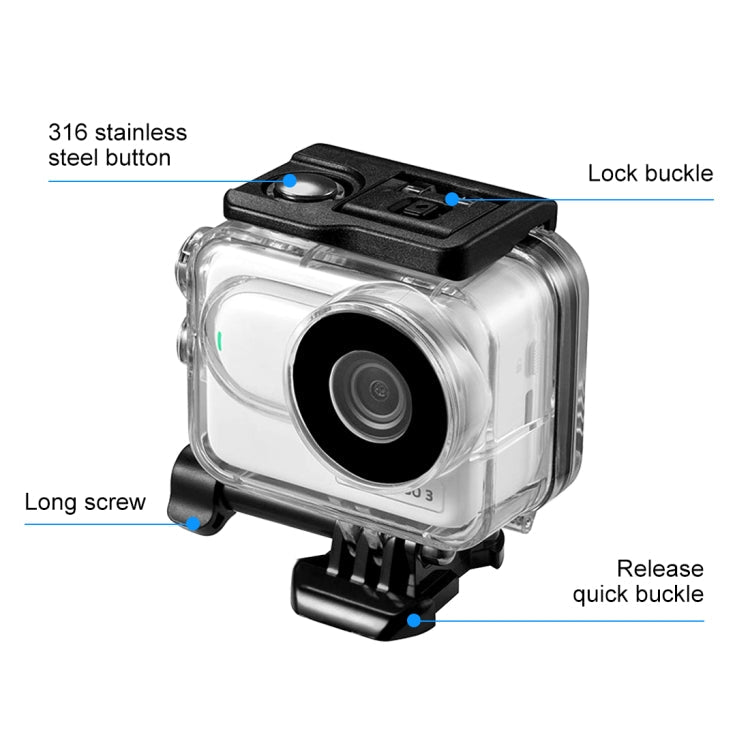 For Insta360 GO 3 PULUZ 60m Underwater Waterproof Housing Case with Base Adapter & Screw, Waterproof Housing Case - ORIWHIZDJI & Insta360 AccessoriesInsta360 GO SeriesProtection & Cases