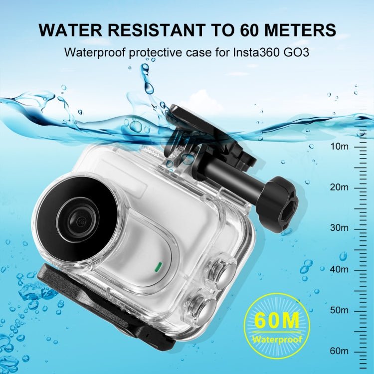 For Insta360 GO 3 PULUZ 60m Underwater Waterproof Housing Case with Base Adapter & Screw, Waterproof Housing Case - ORIWHIZDJI & Insta360 AccessoriesInsta360 GO SeriesProtection & Cases