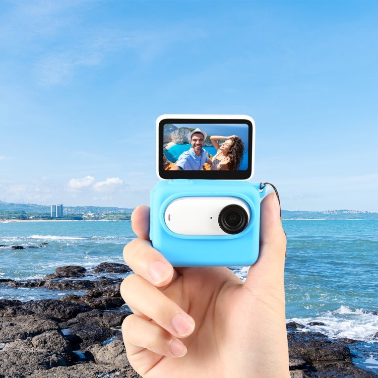 For Insta360 GO 3 PULUZ Camera Charging Case Silicone Case with Lens Cap & Strap, Silicone Case with Lens Cap(Black), Silicone Case with Lens Cap(Blue) - ORIWHIZDJI & Insta360 AccessoriesInsta360 GO SeriesProtection & Cases