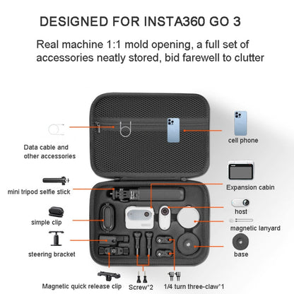 For Insta360 GO 3 XFJI Storage Bag Portable Travel Bag Complete Carrying Case, For Insta360 GO 3 - ORIWHIZDJI & Insta360 AccessoriesInsta360 GO SeriesProtection & Cases