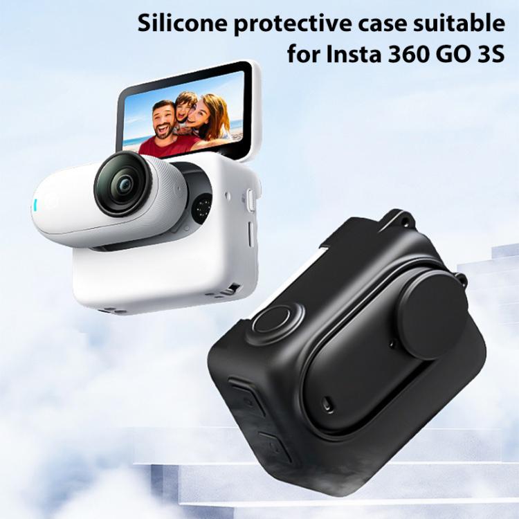 For Insta360 GO 3S Camera Charging Case Silicone Case with Lens Cap & Strap, For Insta360 GO 3S - ORIWHIZDJI & Insta360 AccessoriesInsta360 GO SeriesProtection & Cases